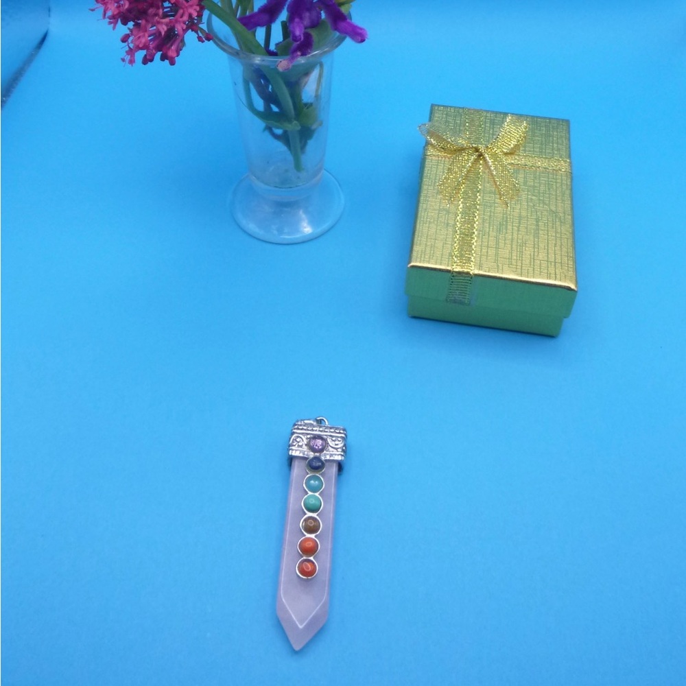 Rose Quartz Pendant: 7 chakras Unisex